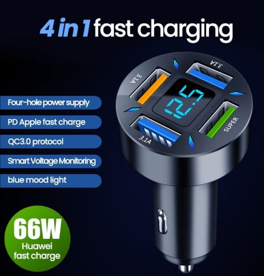 Quick Universal Transfer Plug Multi-function Car Charger USB4 Port